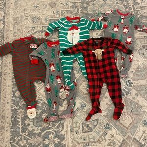 5 Christmas footie Jammie’s 12m